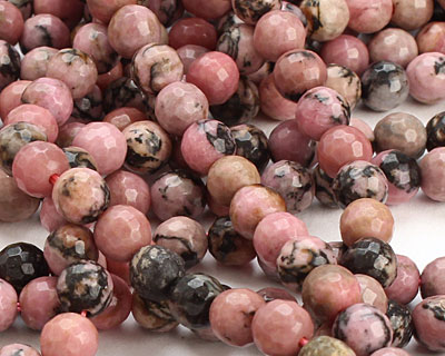 Rhodonite (w/ extra black matrix) Faceted Round 6mm