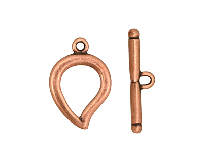 Antique Copper (plated) Simple Teardrop Toggle Clasp 22x15mm, 24mm bar