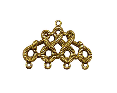 Stampt Antique Gold (plated) Scrolling 4 Ring Connector 28x20mm