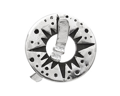 Saki Sterling Silver Starburst Toggle Clasp 27mm, 27mm bar