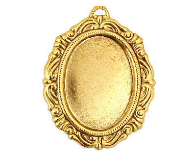 Stampt Antique Gold (plated) Damask Frame Oval Setting 18x25mm