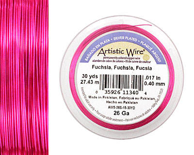 Artistic Wire Silver Plated Fuchsia 26 gauge, 30 yards