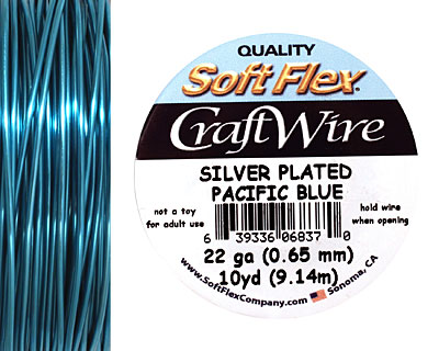 Soft Flex Silver Plated Pacific Blue Craft Wire 22 gauge, 10 yards