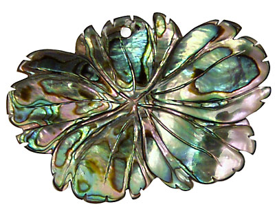 Abalone Carved Flower Pendant 44x30mm