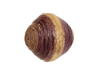 African Paper (beige, eggplant, beige) Bicone 25x22-23mm