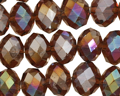 Mocha AB Crystal Faceted Rondelle 10mm