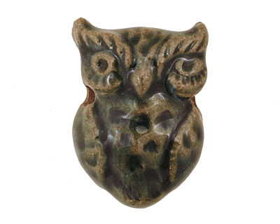 Gaea Ceramic Peacock on Tan Owl 22x30mm