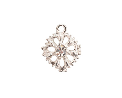 Nunn Design Sterling Silver (plated) Flower Crystal Charm 15x18mm