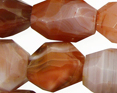 Red & Gray Botswana Agate Faceted Nugget 18-24x13-17mm