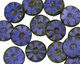 Czech Glass Denim Dreams Flower Window Coin 12mm