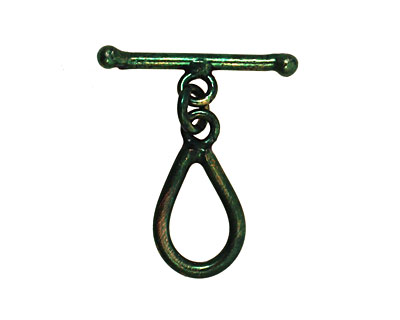 Missficklemedia Patinated Laurel Green Oval Toggle Clasp 20x11mm, 24mm bar