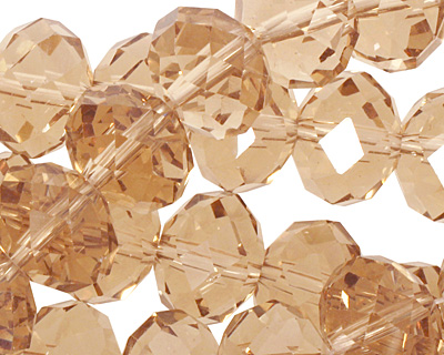 Champagne Crystal Faceted Rondelle 14mm