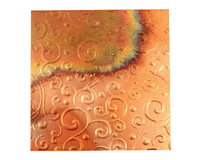 Lillypilly Flamed Scrolling Vine Embossed Patina Copper Sheet 3