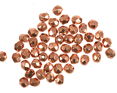 Czech Fire Polished Glass Copper Penny Round 3mm