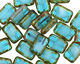 Czech Glass Capri Blue/White Picasso Rectangle 12x8mm