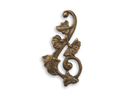 Vintaj Natural Brass Deco Vines Swirling Right 27x15mm