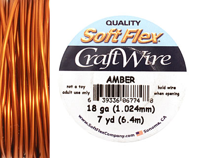 Soft Flex Amber Craft Wire 18 gauge, 7 yards