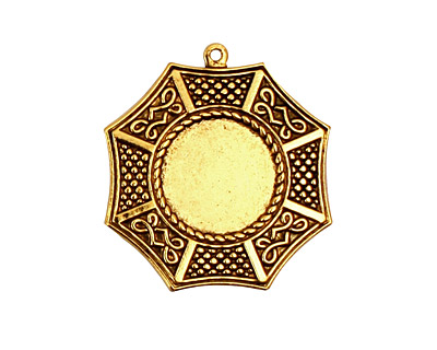 Stampt Antique Gold (plated) Bagua Round Setting 13mm