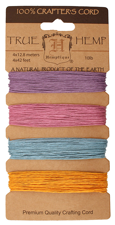 Pastel Hemp Twine 10 lb, 42 ft x 4 colors