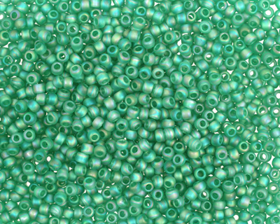 TOHO Transparent Rainbow Frosted Dark Peridot Round 11/0 Seed Bead