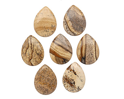 Picture Jasper Flat Teardrop Pendant 22x30mm