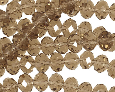 Smoky Crystal Faceted Rondelle 8mm