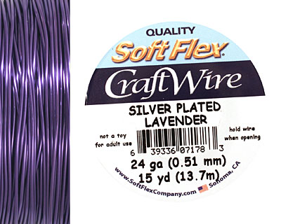 Soft Flex Silver Plated Lavender Craft Wire 24 gauge, 15 yards