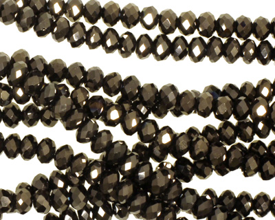 Oiled Bronze Crystal Faceted Rondelle 4mm