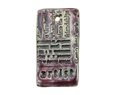 Earthenwood Studio Ceramic Amethyst Iron Artist Pendant 24x44mm