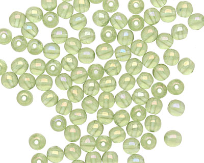 Czech Glass Luster Iris Olivine Round 4mm