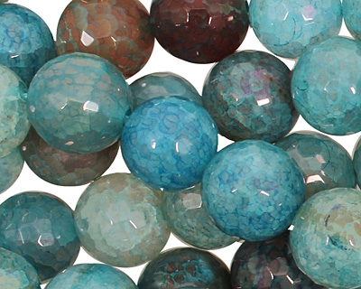 Blue Haze Fire Agate Faceted Round 12mm