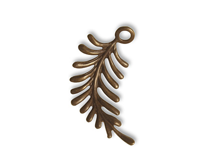 Vintaj Natural Brass Fern Curving Left Charm 26x27mm