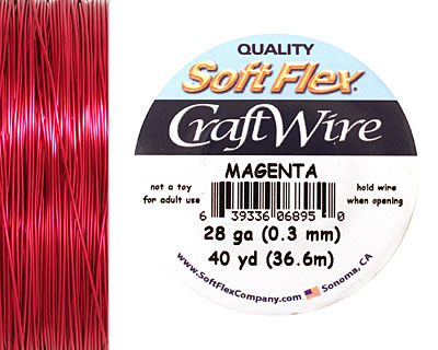 Soft Flex Magenta Craft Wire 28 gauge, 40 yards