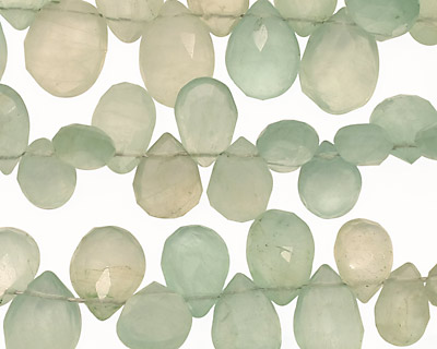 Green Fluorite Graduated Color Faceted Flat Teardrop 7-10x9-13mm
