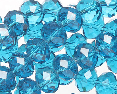 Pacific Blue Crystal Faceted Rondelle 10mm