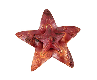 Patricia Healey Copper Stacked Star Pendant 44mm