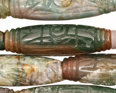 Fancy Jasper Carved Rice 40x12mm