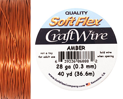 Soft Flex Amber Craft Wire 28 gauge, 40 yards