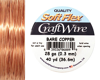 Soft Flex Bare Copper Craft Wire 28 gauge, 40 yards