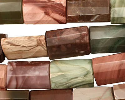 Imperial Jasper Long Faceted Thin Pillow 17-18x12mm