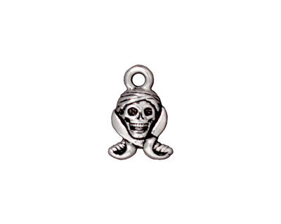 TierraCast Antique Silver (plated) Pirate Skull Charm 10x16mm