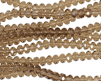 Smoky Crystal Faceted Rondelle 4mm