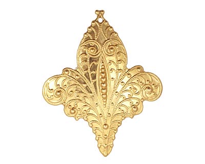 Brass Embellished Fleur de Lis Pendant 37x45mm