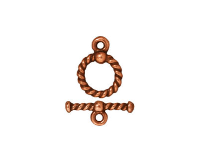 TierraCast Antique Copper (plated) Twisted Toggle Clasp 14x10mm, 15mm Bar