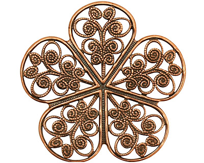 Stampt Antique Copper (plated) Wild Rose Filigree 35mm