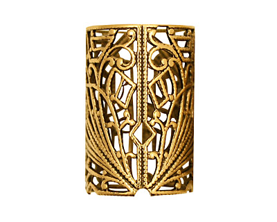 Stampt Antique Gold (plated) Short Deco Filigree Tube 26x18mm