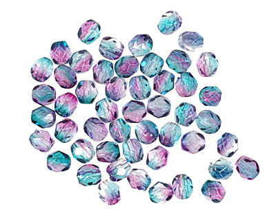 Czech Fire Polished Glass Dual Coated Pink/Blue Round 4mm