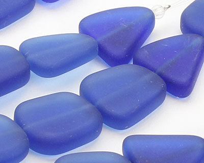 Royal Blue Recycled Glass Flat Freeform 15x13-15mm
