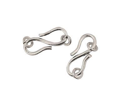 Antique Silver (plated) Plain S-Hook with Ring 18x8mm, 4mm Ring