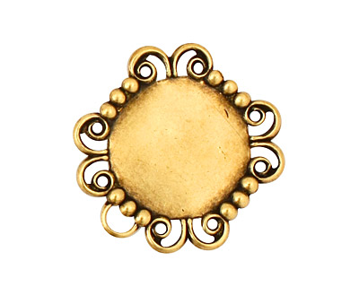 Stampt Antique Brass Lace Banded Round Setting 15mm